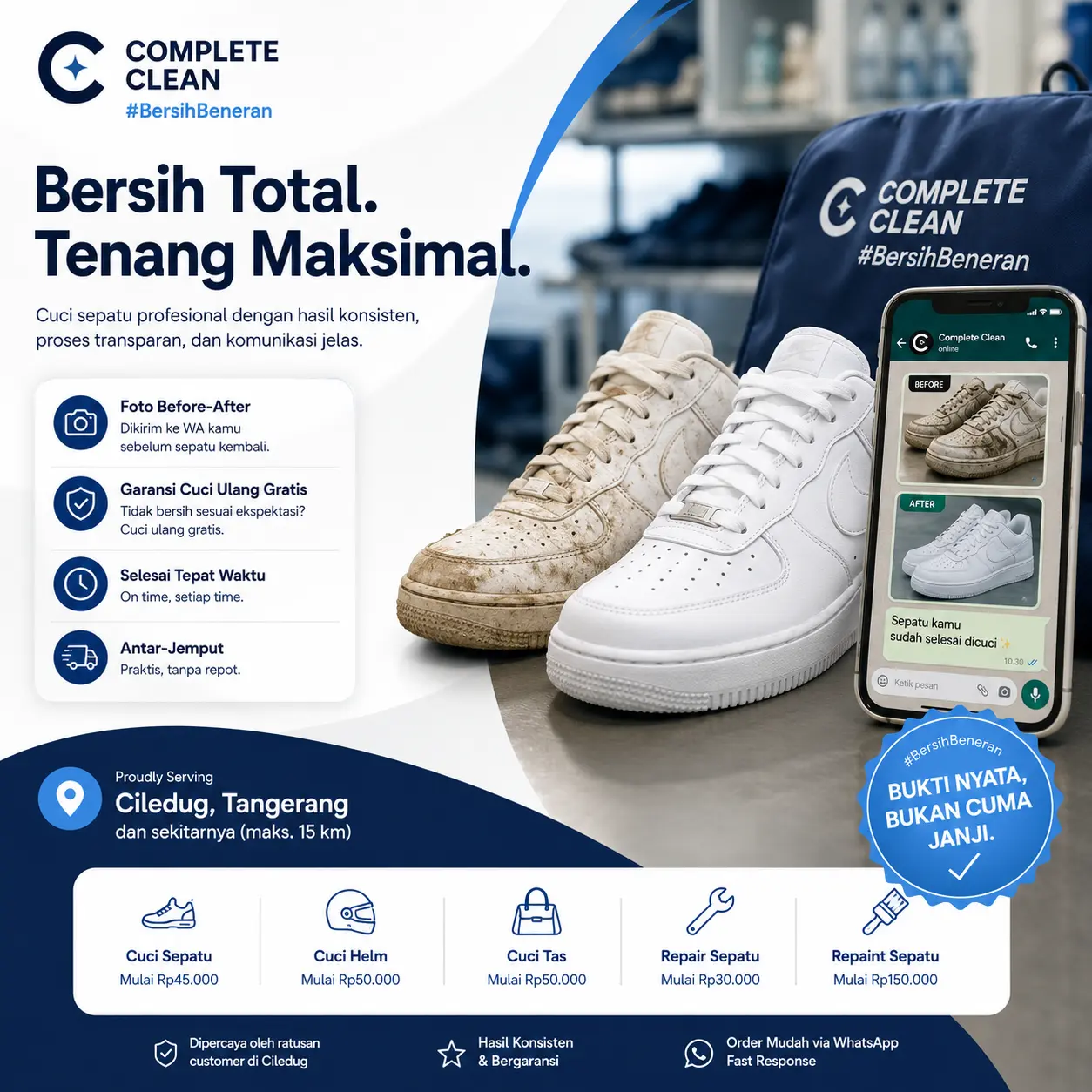 Jasa cuci sepatu terpercaya di Ciledug — Complete Clean